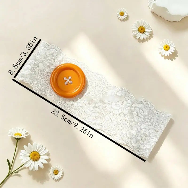 Y2K Lace Button Headband – Colorful Oversized Women's Style