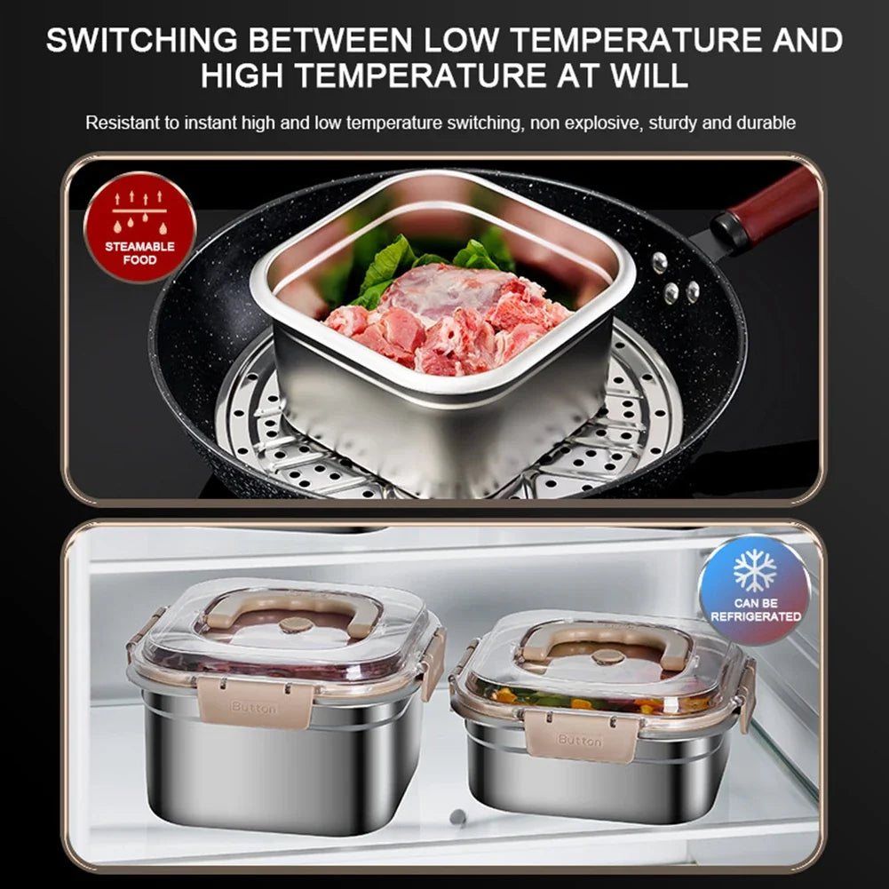 Stainless Steel Leakproof Food Storage Box with Handle