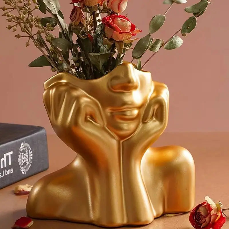 2026 Resin Vase Gold White Black Human Body Shaping Art Flower