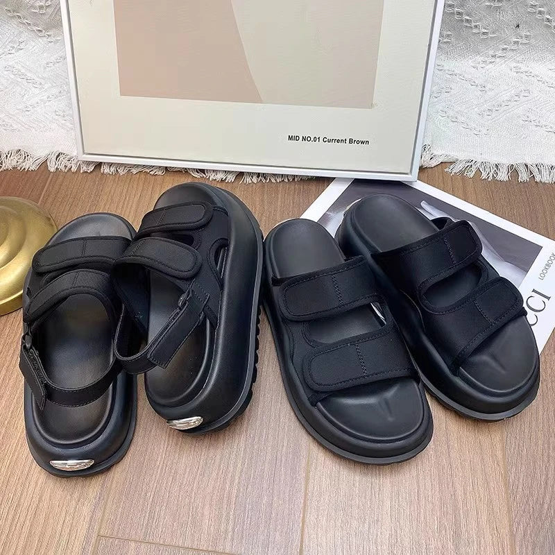 Women's Platform Beach Sandals – Velcro Soft Sole Summer Slides