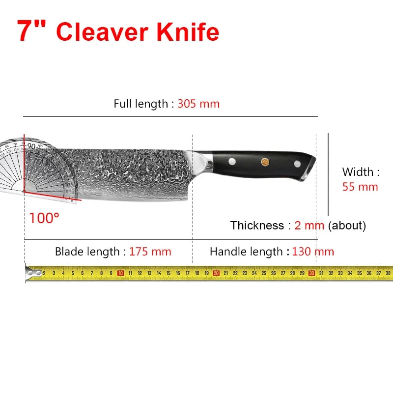 Damascus Steel Cleaver Knife – Handmade Forged Kitchen Chopper