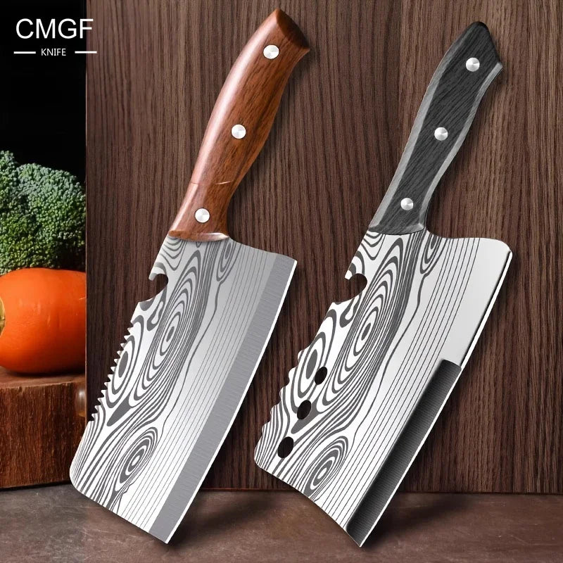 CMGF Damascus Pattern Meat Cleaver – Sharp Stainless Steel Knife