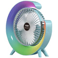 USB Rechargeable Mini Desk Fan with Color-Changing LED Lights