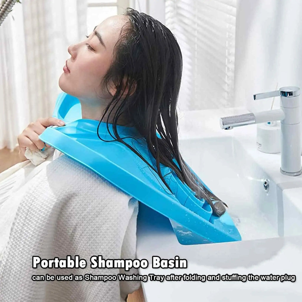 Portable Shampoo Bowl Foldable Vertical Shampooing Basin Drain Hose