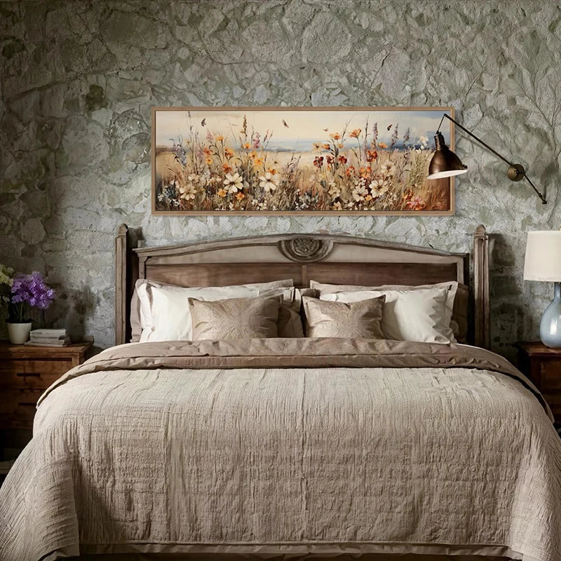 Retro Wildflower Canvas Wall Art | Boho Farmhouse Floral Decor