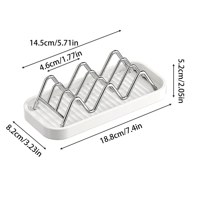 W-Shaped Stainless Steel Soap Holder with Drain Tray | Non-Slip