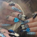 24pcs 3D Bow Press On Nails | Y2K Glitter Rhinestone Almond Set