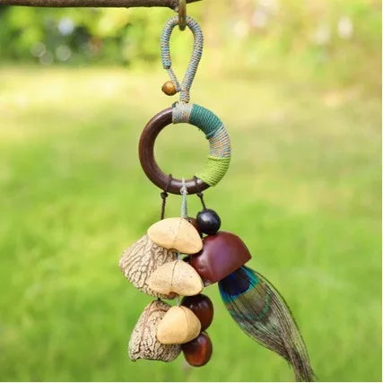 Plant Seeds Nutshell Rattle Bag Hanging Handmade Wind Chimes Healing