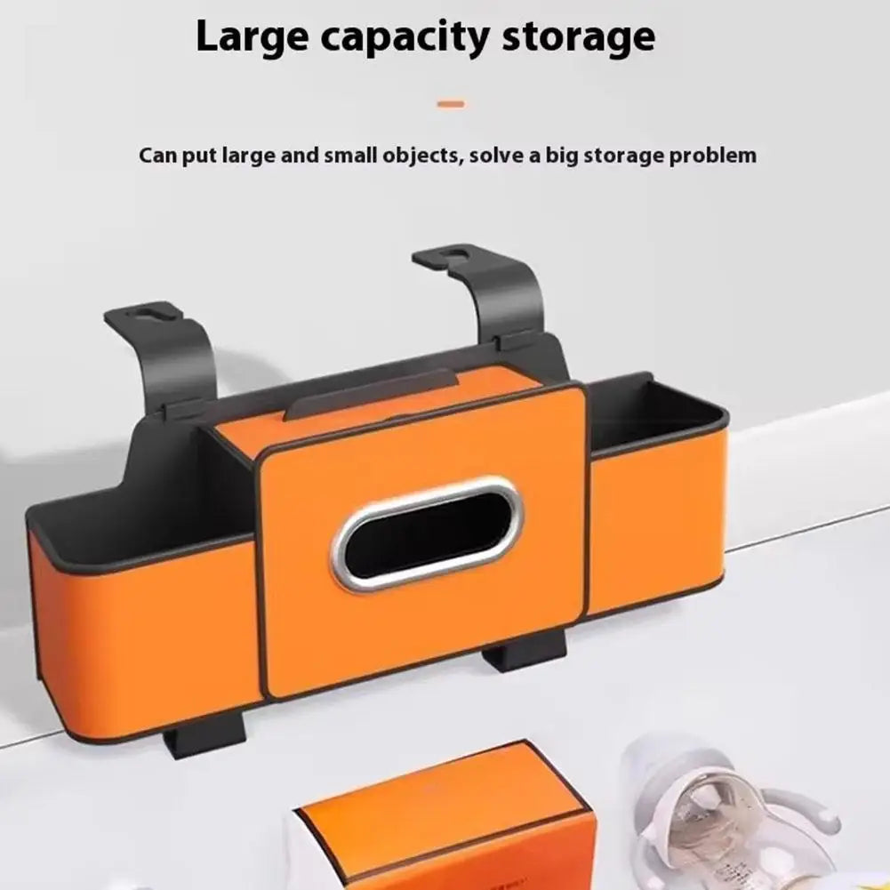 Car Seatback Storage Box Multi-function Tissue Holder Cup Compartment