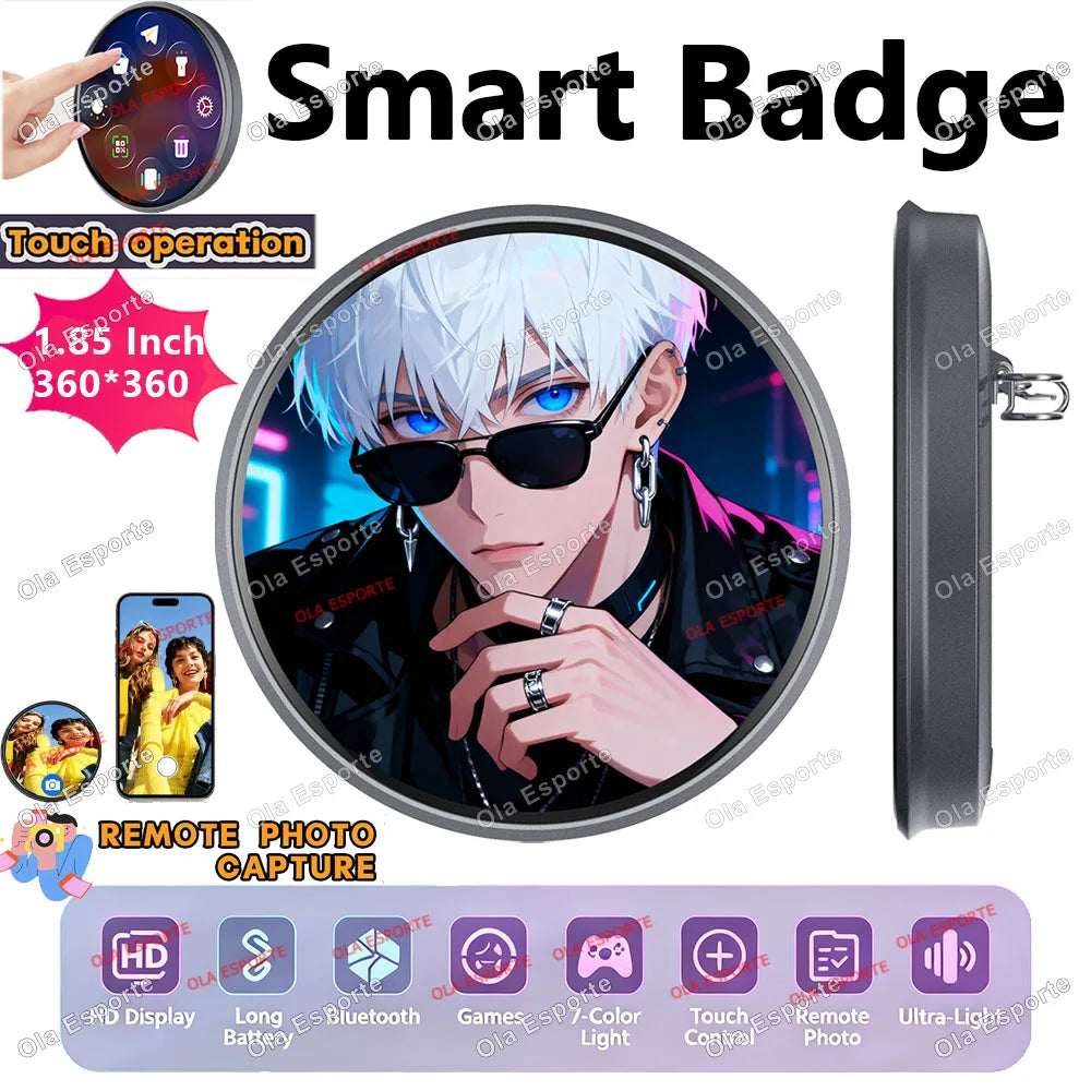 Smart LED E-Badge 1.85" Touch Screen | Anime & K-Pop Fan Pin