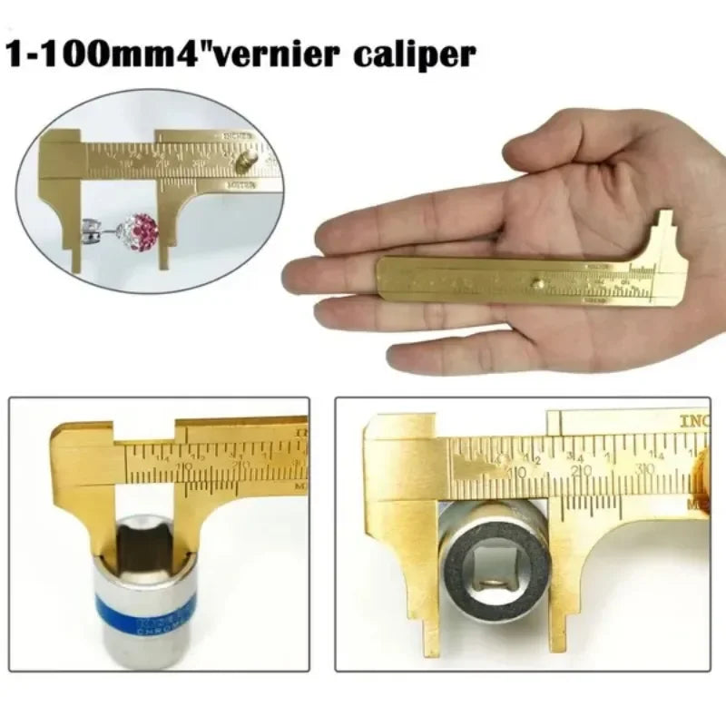 Brass Vernier Caliper – Antique Pocket Measuring Tool 100mm