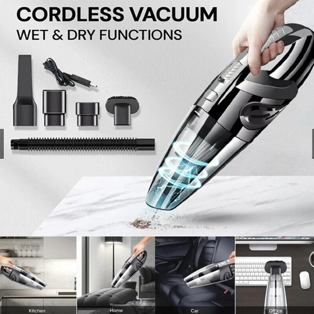 Cordless Wet & Dry Handheld Vacuum – 120W HEPA Car & Home