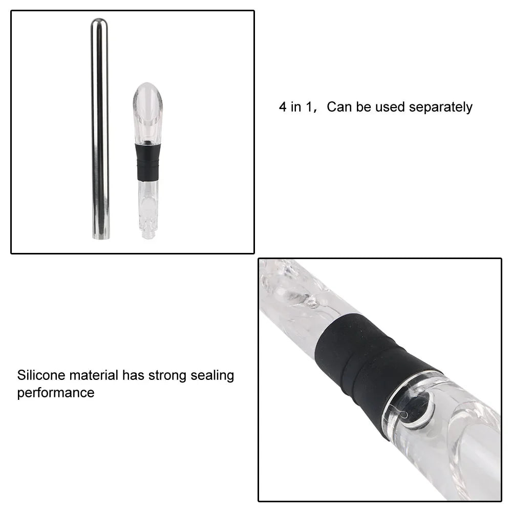 4-in-1 Wine Chiller Stick – Stainless Steel Cooler & Pourer