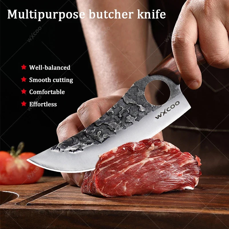 Hand-Forged Stainless Steel Butcher & Boning Knife Set