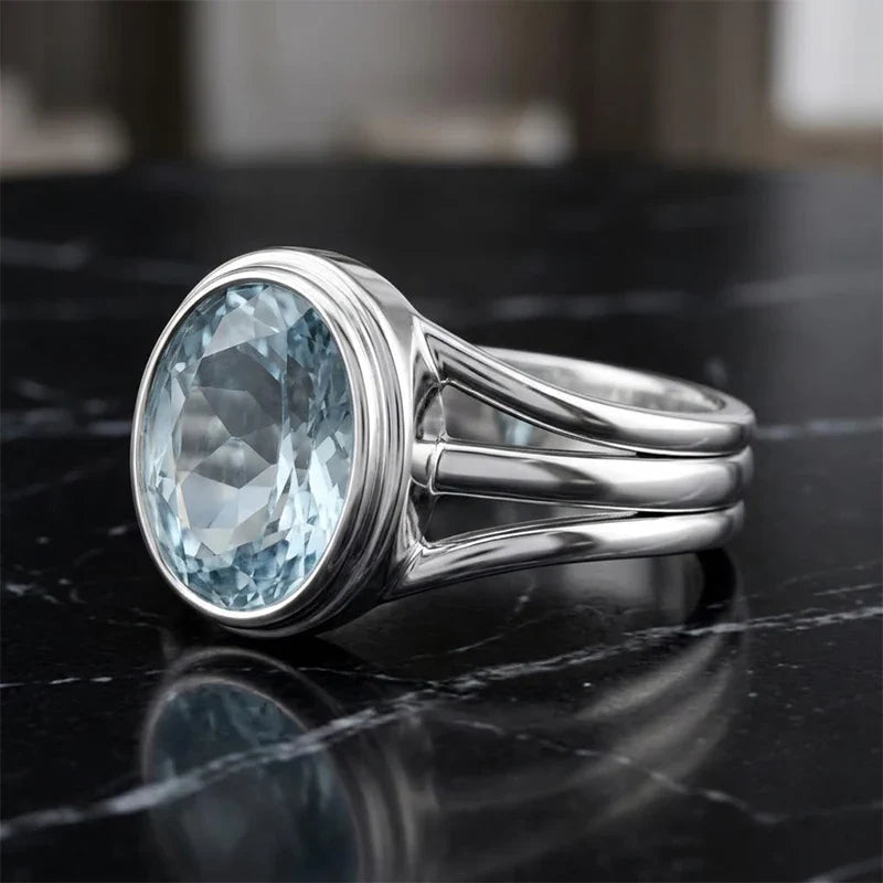 Huitan Blue CZ Ring – Elegant Women's Fashion Band