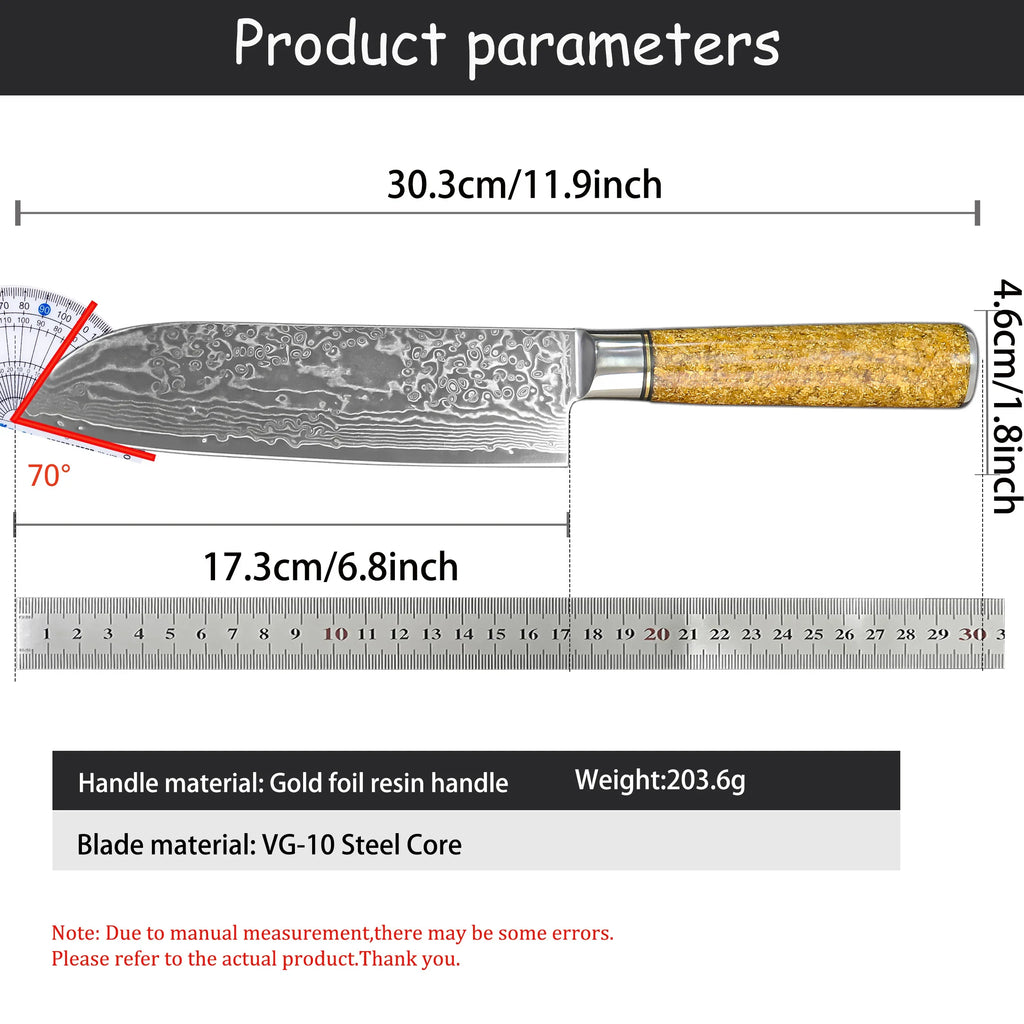 67-Layer Damascus Steel Santoku Knife | Sharp Chef Knife