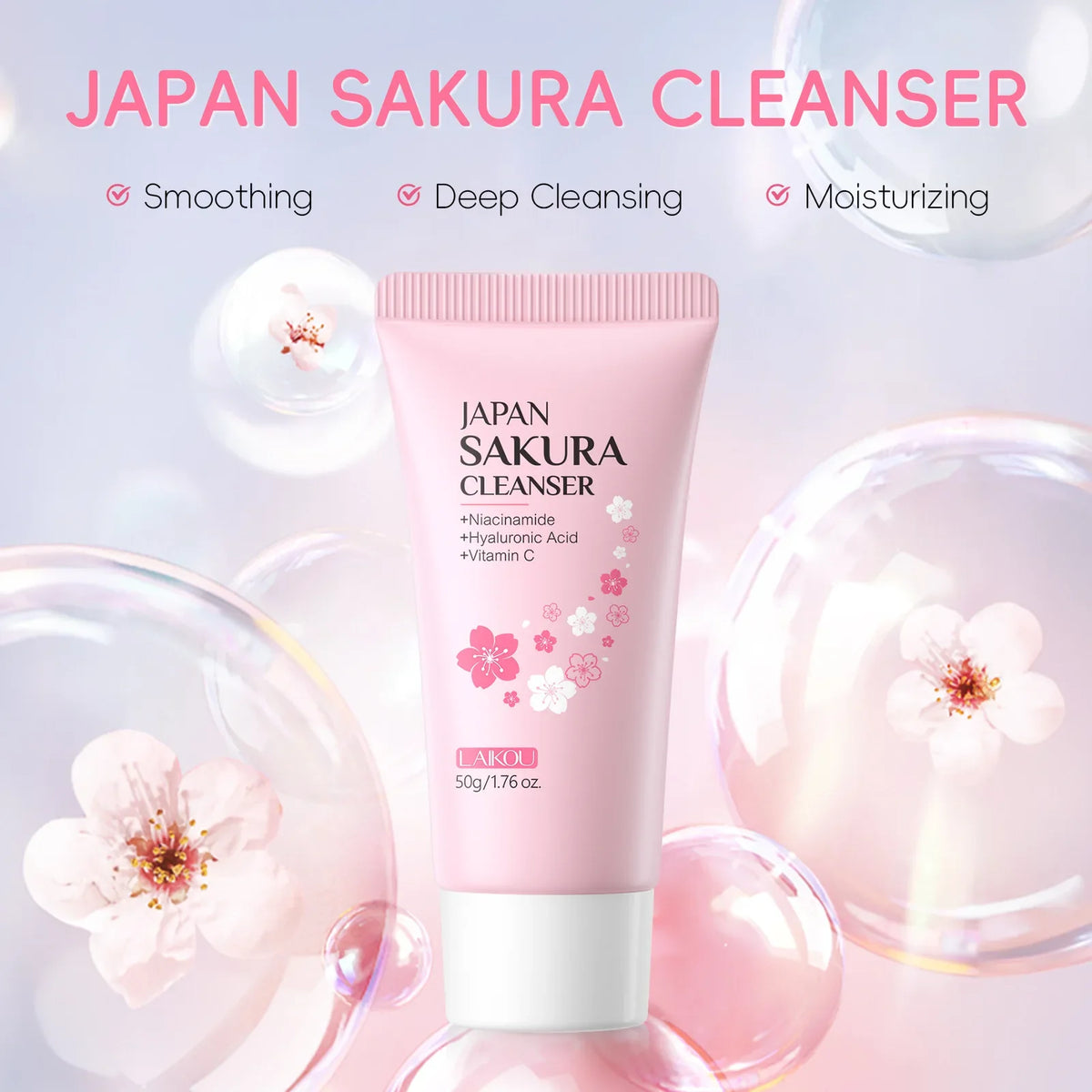 Lecco Sakura Facial Cleanser 50g – Hydrating Face Wash
