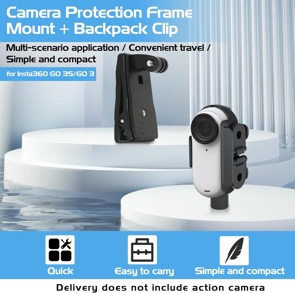 Insta360 Go 3S/Go 3 Frame Mount & Backpack Clip | 1/4" Adapter