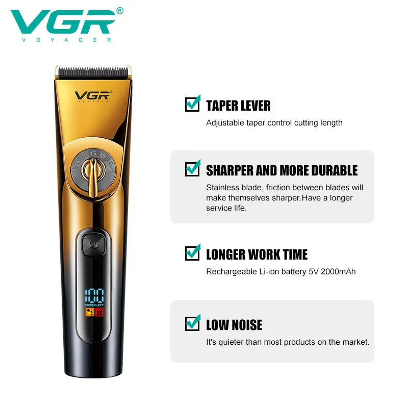 VGR V-663 Professional Hair Clipper IPX6 Waterproof LED Display