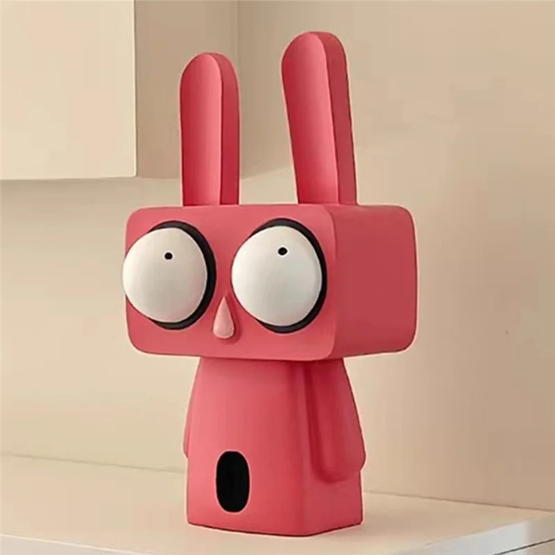 Y51A-Resin Big Eyes Rabbits Sculptures Cartoon Statue Home Office