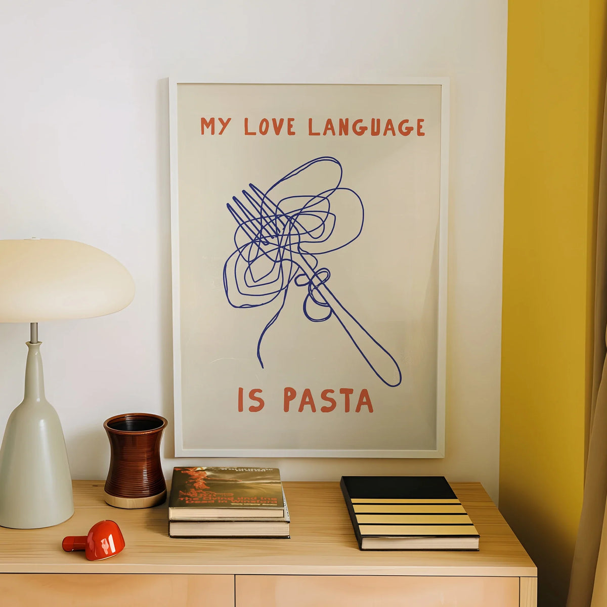 "My Love Language Is Pasta" Funny Kitchen Canvas Wall Art