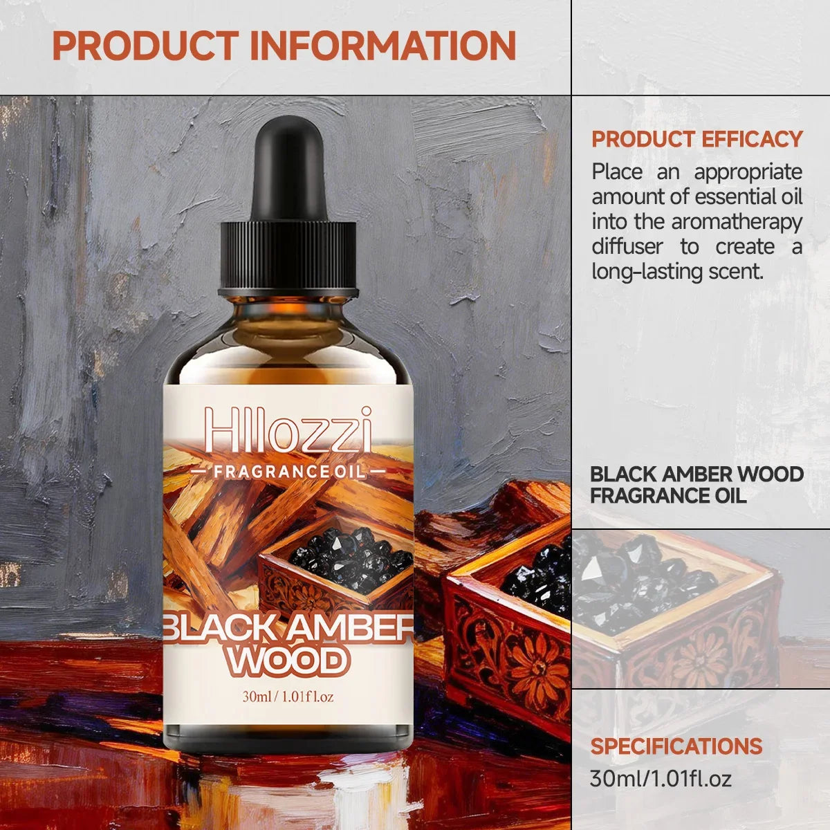 Black Amber Wood Fragrance Oil – Diffuser, Candle & Car
