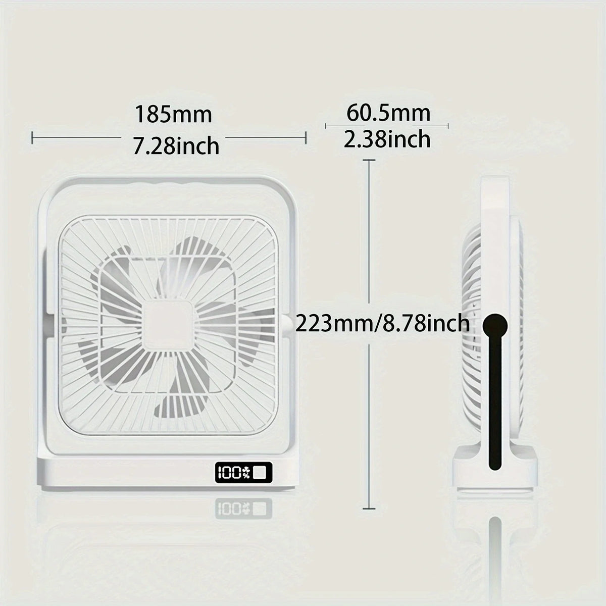 M09 Rechargeable Desktop Wall Fan – 3600mAh USB Battery