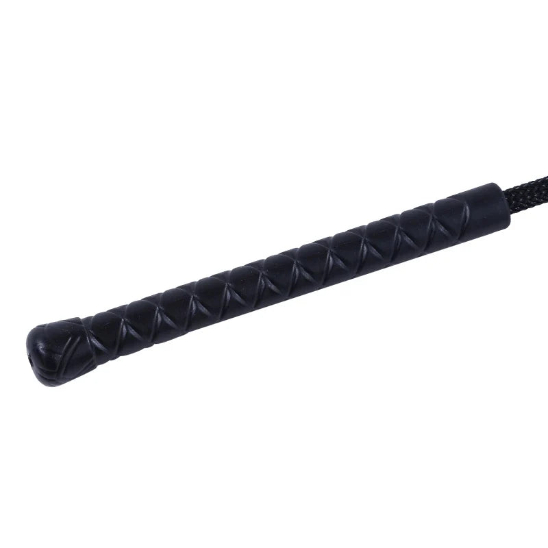 Black Faux Leather Horse Whip Handmade Braided Riding Crop Equestrian