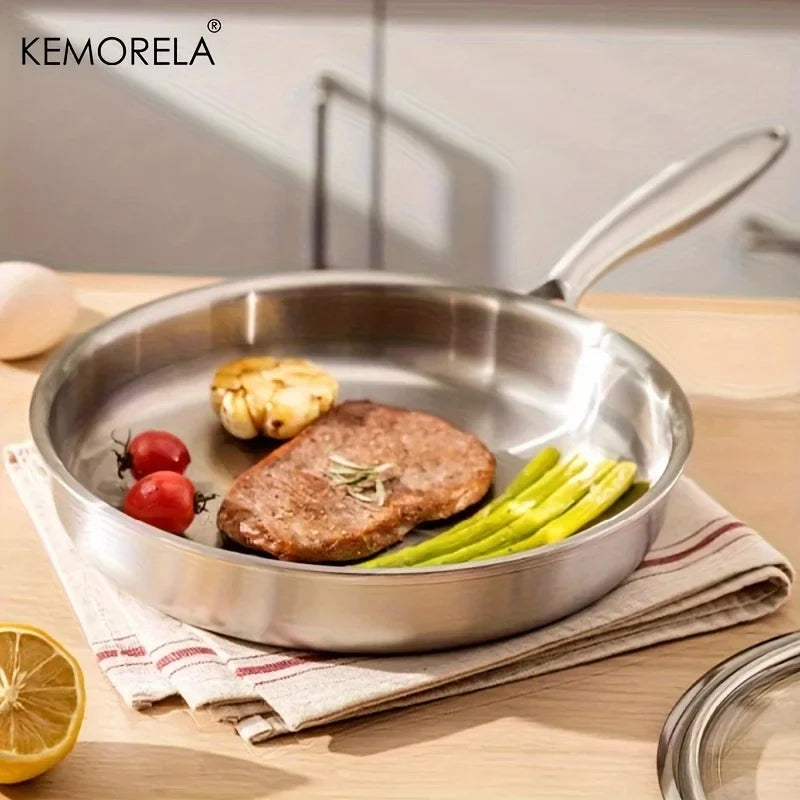 KEMORELA 3-Piece Stainless Steel Non-Stick Frying Pan Set