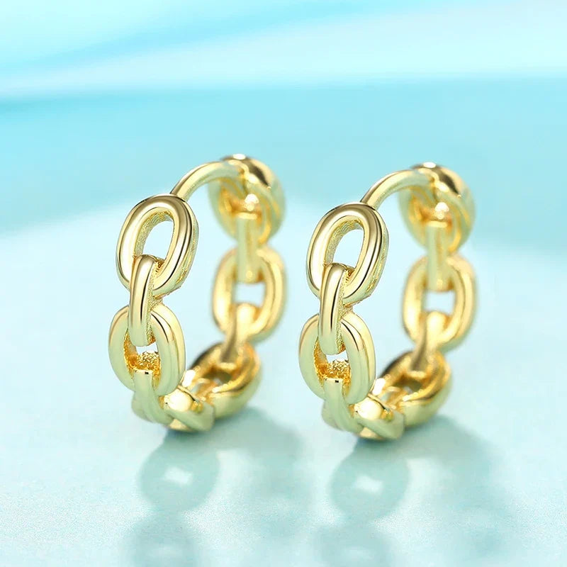 Huitan Gold Chain Hoop Earrings – Geometric Women's Jewelry