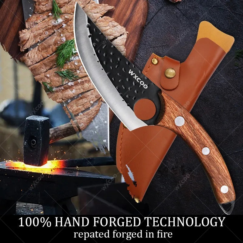 WXCOO Stainless Steel Meat Cleaver & Boning Knife Set