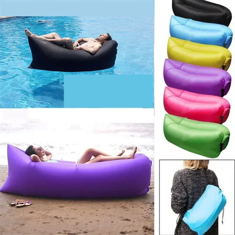 Inflatable Lounger Air Couch | Beach & Camping Chair + Bag