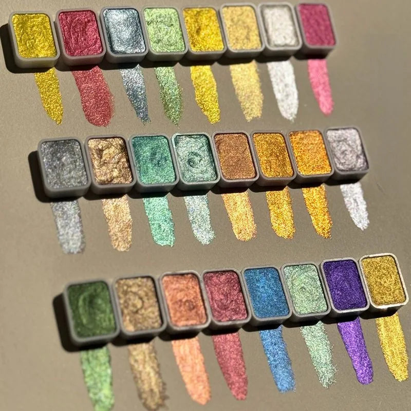 20-Color Pearl Metallic Watercolor Paint Set – Portable Case