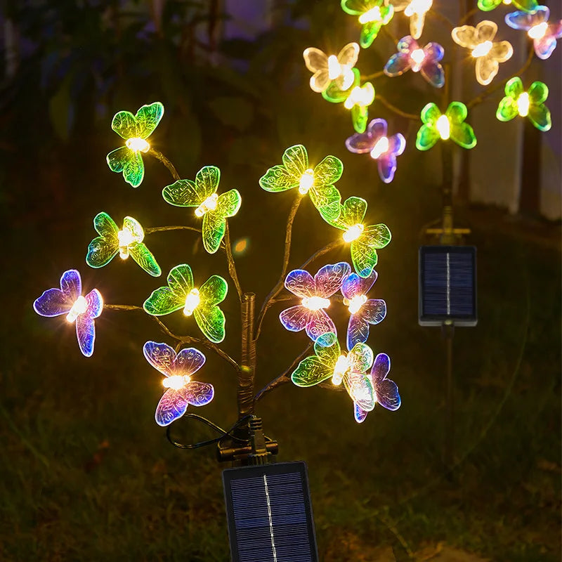 Solar Butterfly Branch Light Firefly LED Garden Outdoor Lawn Lights