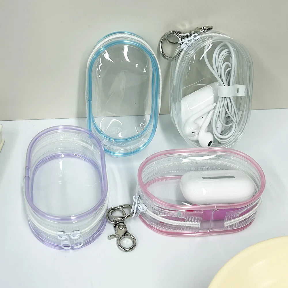 Portable Mini Clear Zipper Storage Bag Keychain Cartoon Doll Children