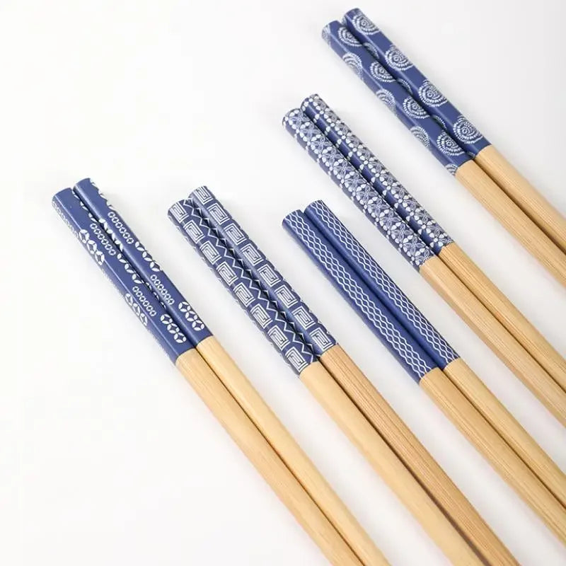 5Pairs Reusable Handmade Japanese Natural Bamboo Wood Chopsticks