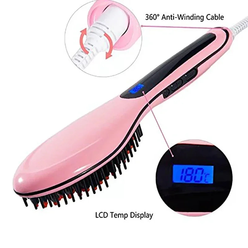 Ceramic Electric Hair Straightener Brush & Beard Comb | 1800W