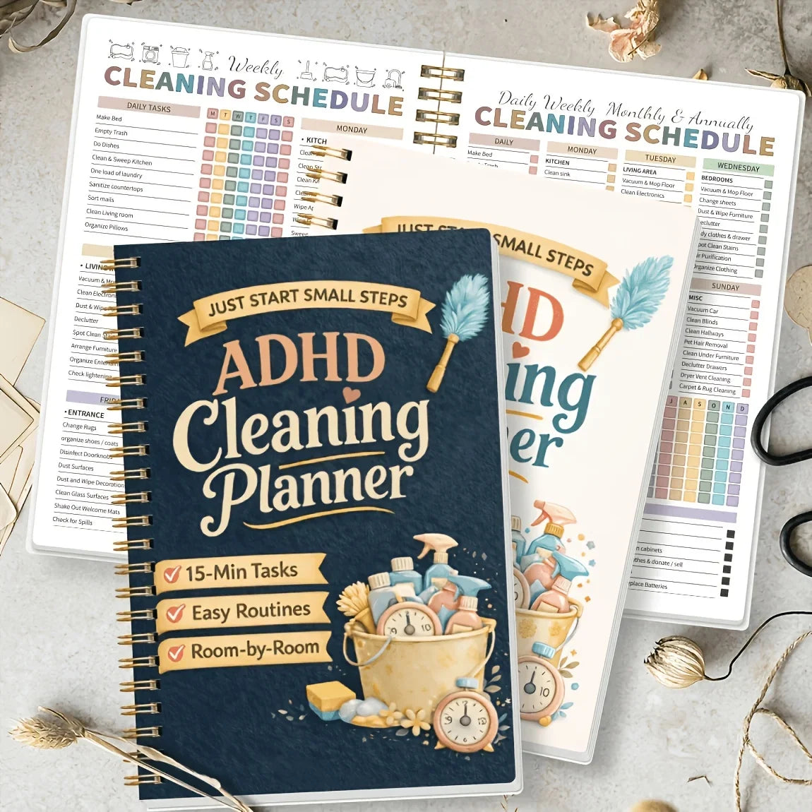 Spiral-Bound Cleaning Planner – Color-Coded Home & Office Schedule