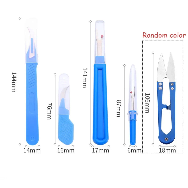 5-Piece Blue Seam Ripper & Sewing Kit | Thread Remover Set