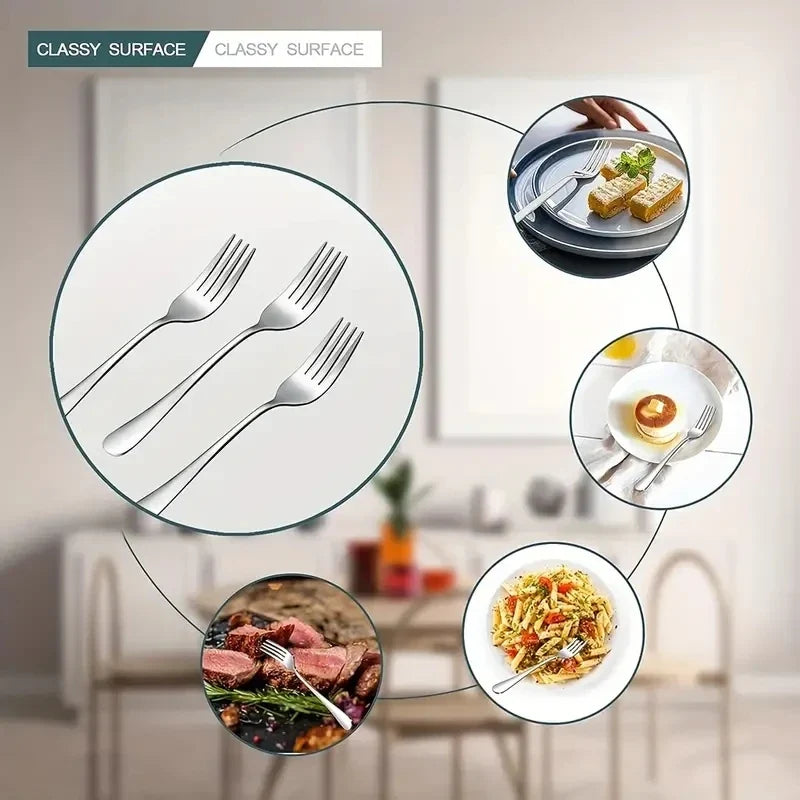 12-Piece Stainless Steel Fork Set – Dinner, Salad & Dessert