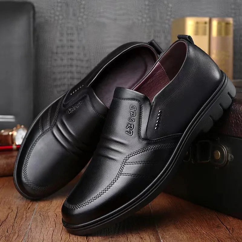YBQJOO Men's Black Slip-On Loafers – Breathable Business Shoes
