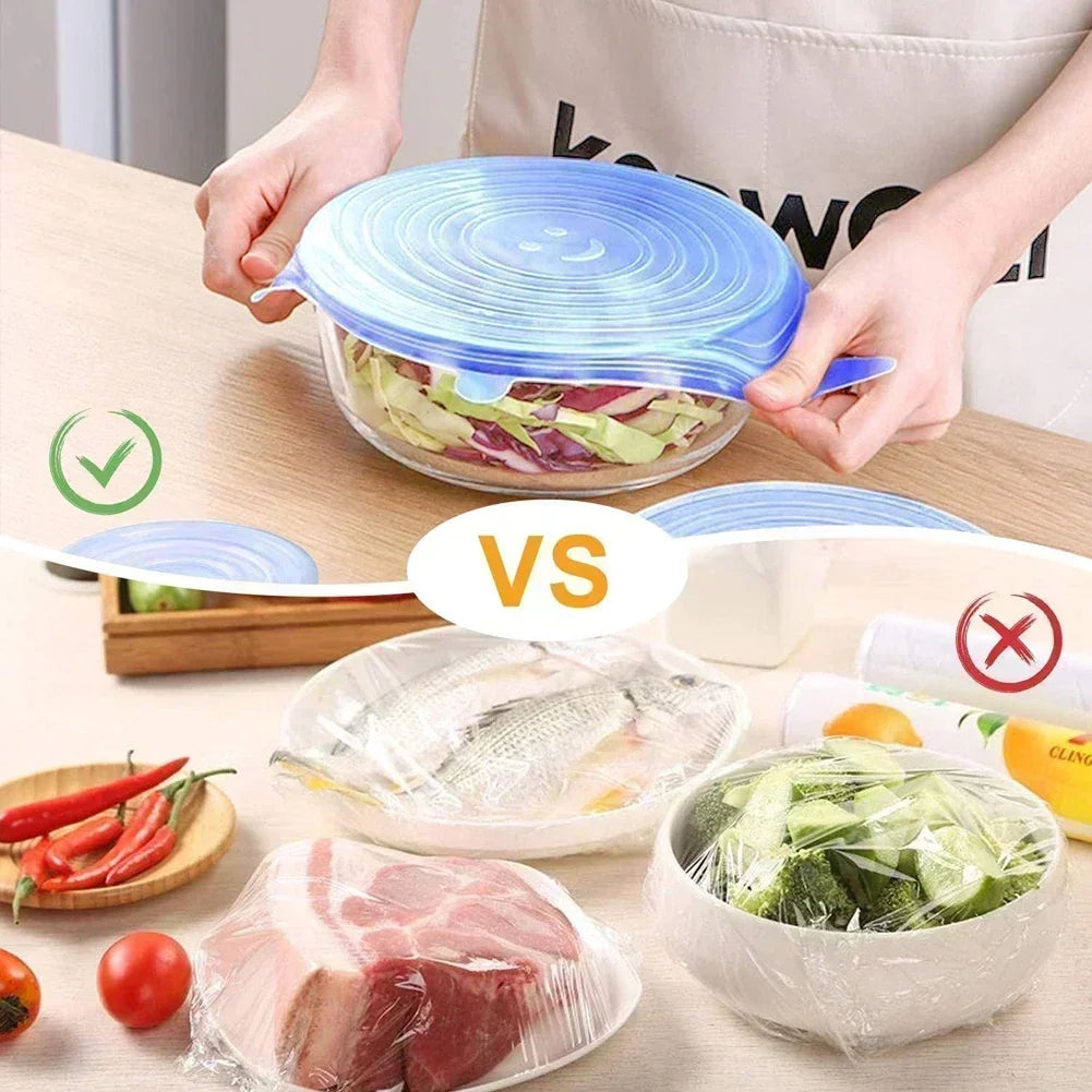 Silicone Food Cover Lids Set – Elastic Reusable Bowl & Jar Caps