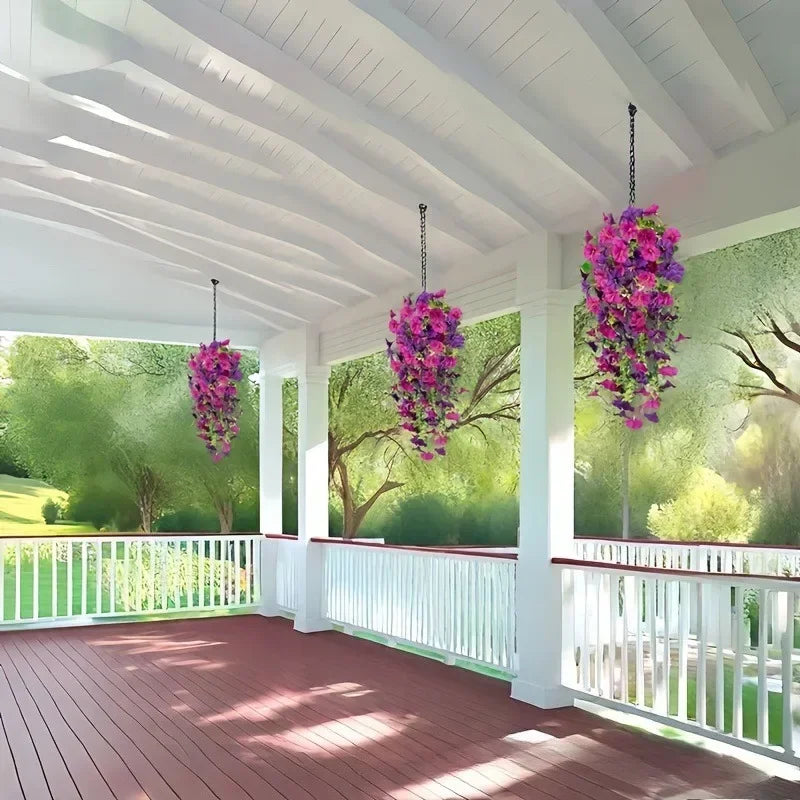 Artificial Morning Glory Hanging Vine | UV Resistant Fake Flowers