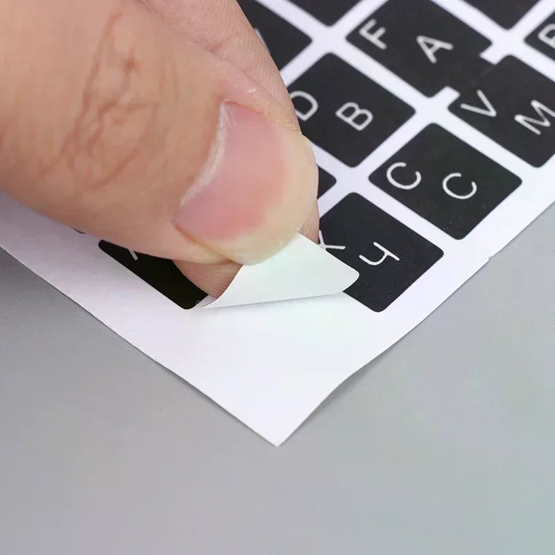 Ukraine Language Keyboard Sticker Black Clear Background White Blue