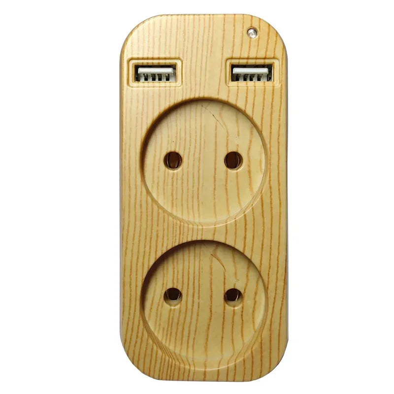 EU Plug Power Strip Adapter – 2 AC Outlets & 2 USB Ports, 1200W