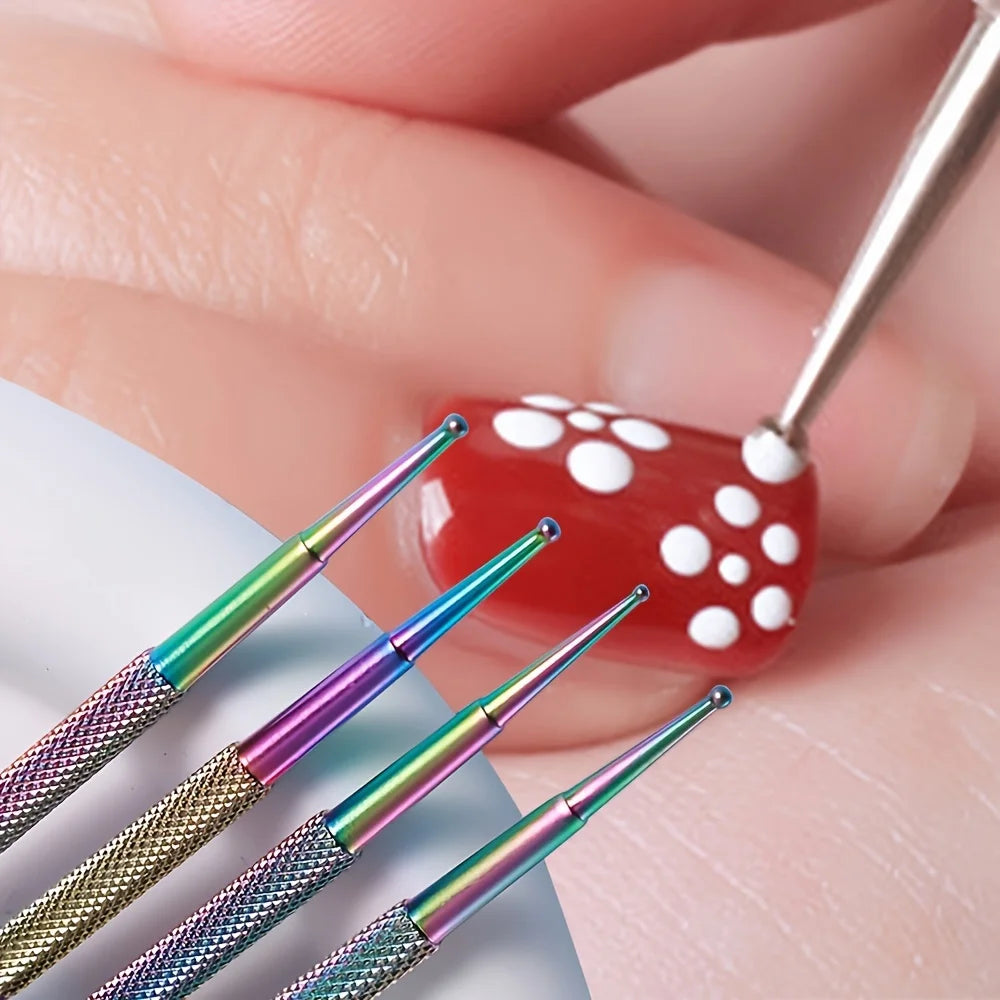 Dual-End Stainless Steel Nail Dotting & Rhinestone Pen Set