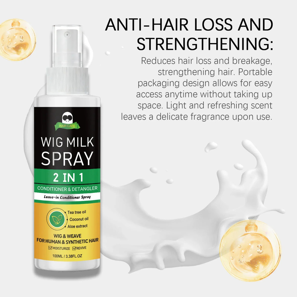 2-in-1 Wig Milk Spray | Anti-Frizz Leave-In Conditioner 100ml