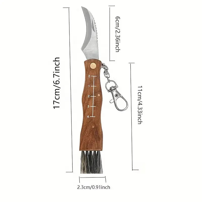 Mini Mushroom Foraging Knife – Rosewood Handle & Brush