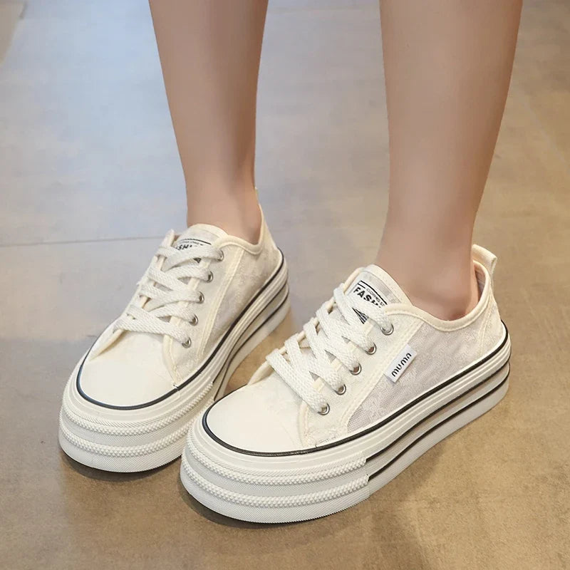 UXST Women's Platform Canvas Sneakers – Breathable Summer Shoes
