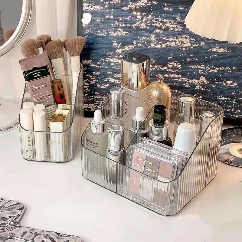 Storage Box Desktop Cosmetic Pen Holder Bucket Transparent Trapezoid